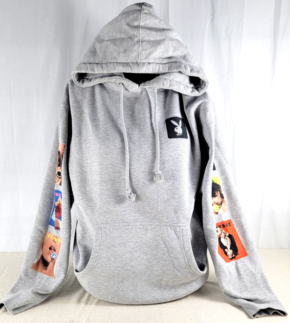 Good Worth & Co. x Playboy Hoodie Men's Size S Gray Magazine Cover Graphic Rare